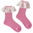 thumbnail image 1 of KCAHPAN Women Korean Sweet Ruffle Lace Trimmed Candy Color Crew Socks Student Ribbed Cotton Middle Tube Socks Hosiery Streetwear, 1 of 21