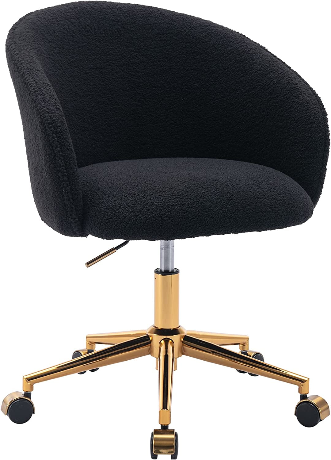 Black fluffy desk chair discount