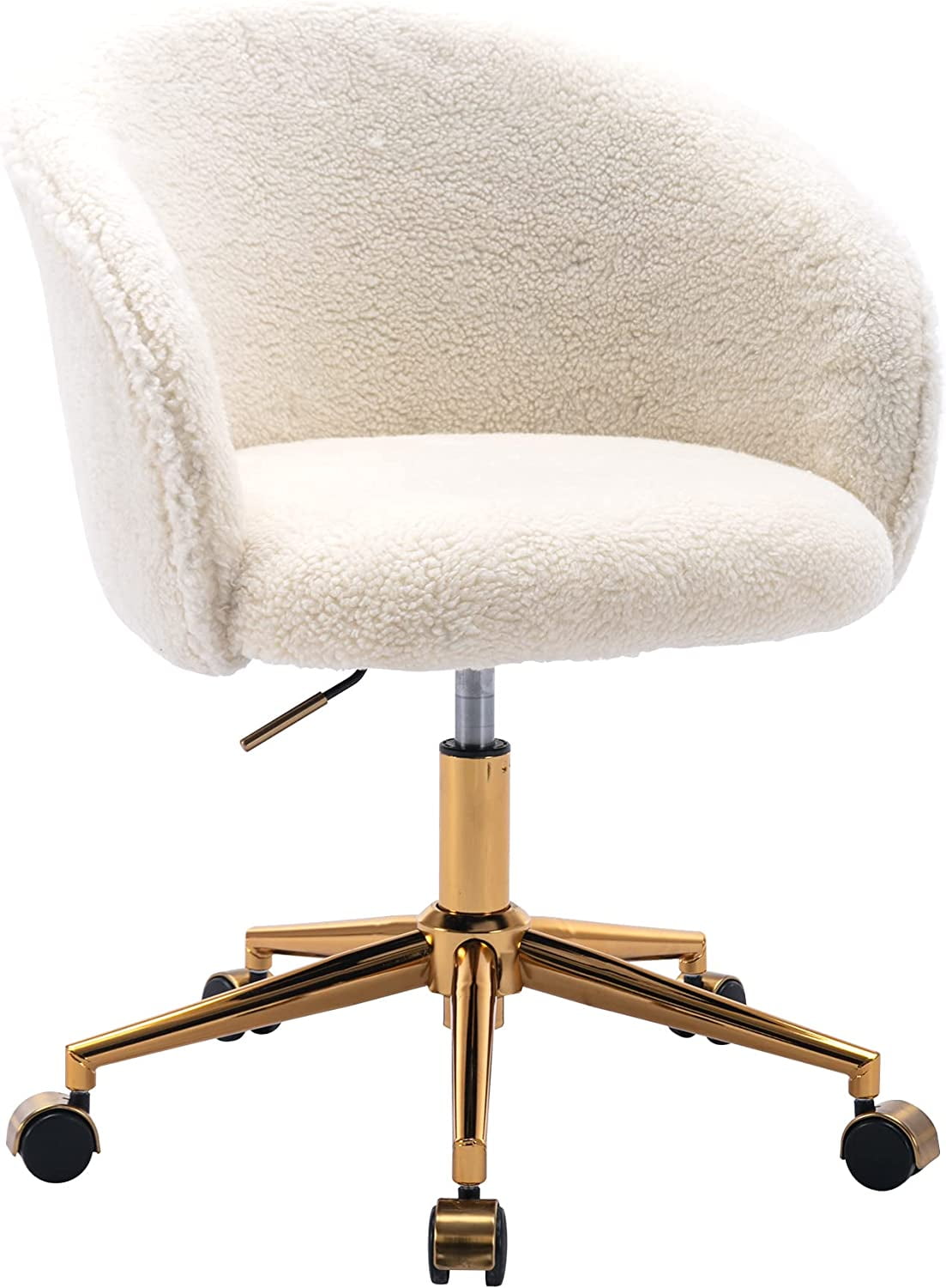 KCC Faux Fur Swivel Armchair with Adjustable Height Vanity Makeup