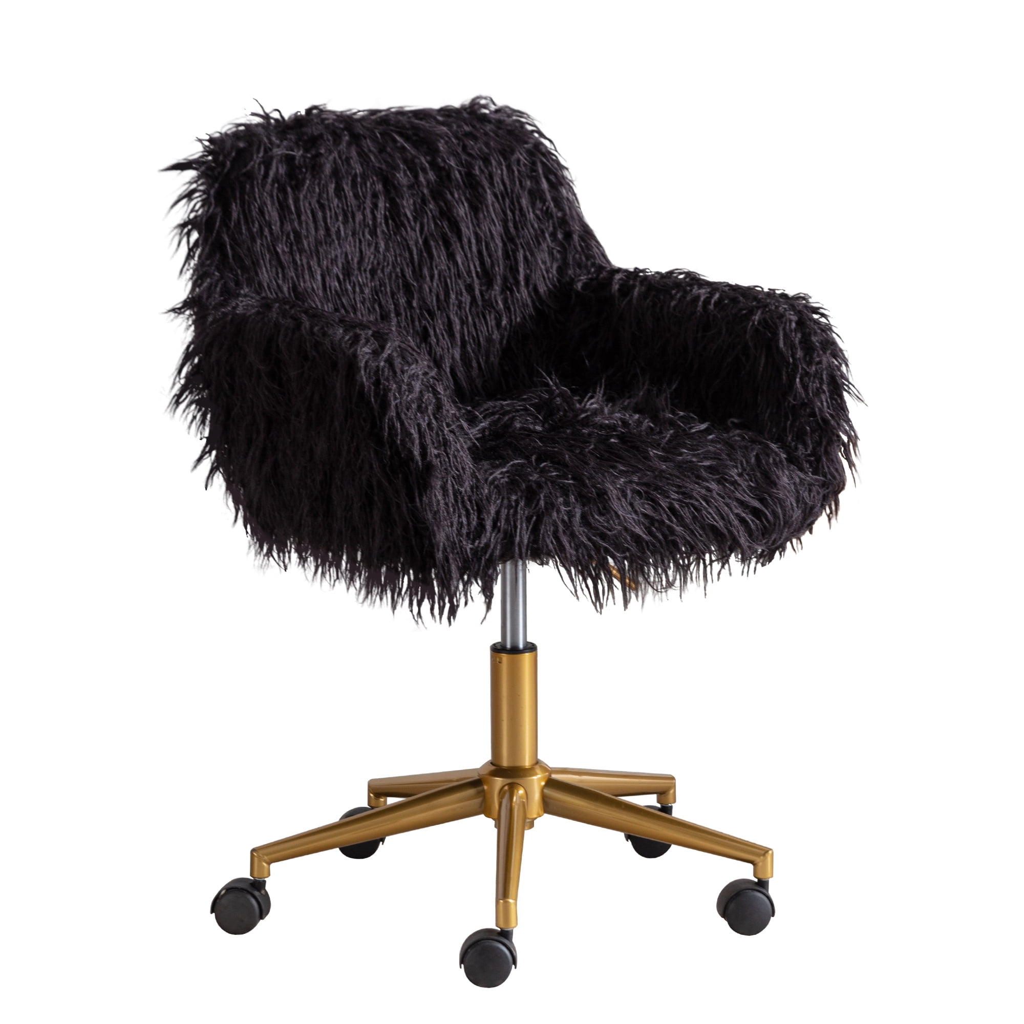 KCC Fluffy Office Desk Chair, Faux Fur Modern Swivel Armchair with