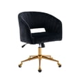 thumbnail image 1 of KCC Velvet Office Chair for Women, Swivel Vanity Desk Chair with Gold Base and Wheels, Adjustable Upholstered Chair for Bedroom, Makeup Room and Home Office(Black), 1 of 9
