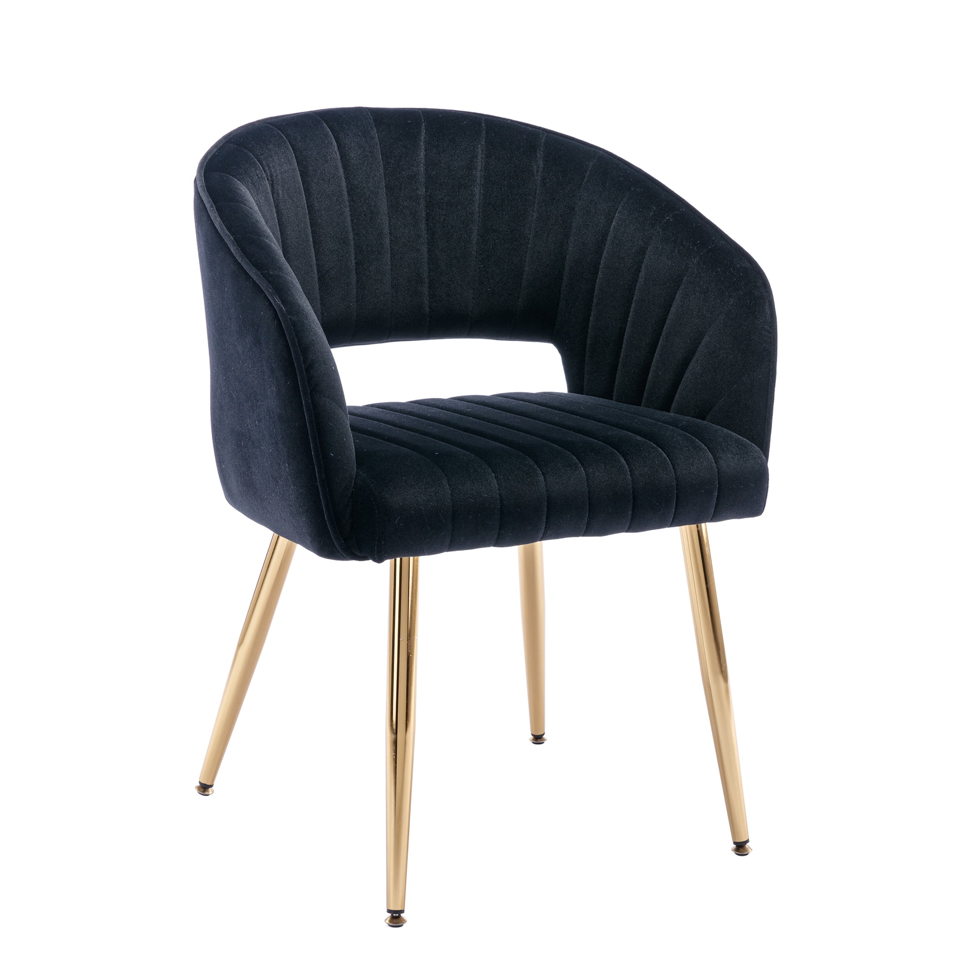 KCC Modern & Glam Velvet Accent Dining Chair, Black with Gold Metal