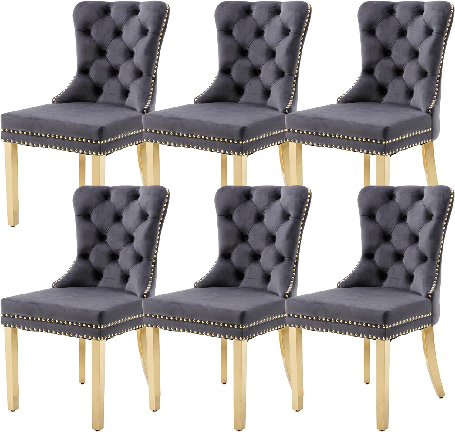 Contemporary Button Tufted Dining Chairs, High-end Velvet Upholstered ...