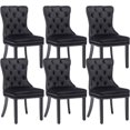thumbnail image 1 of KCC Velvet Dining Chairs Set of 6, Upholstered High-end Tufted Dining Room Chair with Nailhead Back Ring Pull Trim Solid Wood Legs, Nikki Collection Modern Style for Kitchen, Black, 1 of 9