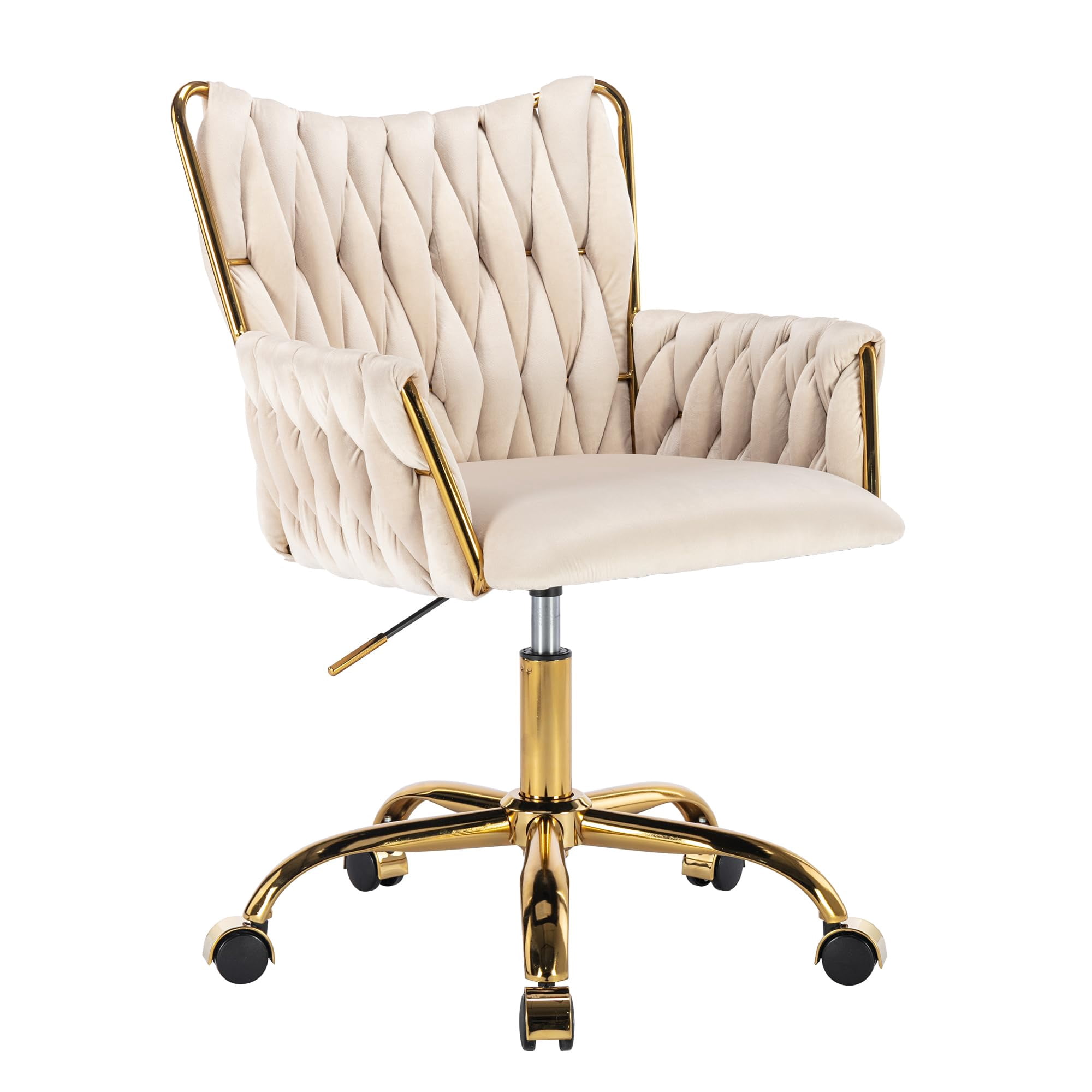 KCC Velvet Vanity Chair with Wheels, Comfy Swivel Desk Chair with ...