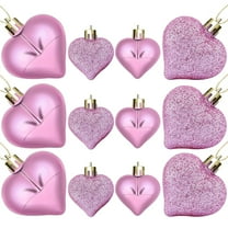 KCEHTA 12 Pcs Valentine's Day Heart Shaped Ornaments, Heart Ornaments for Christmas Tree, Valentines Day Heart Ornaments, Wedding Anniversary Birthday Party Valentines Hanging Ornaments