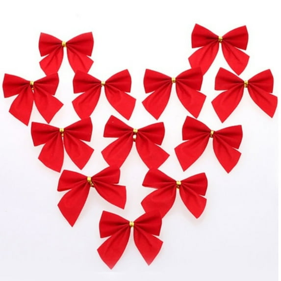 KCEHTA 12Pcs Red Christmas Wreath Bows, Christmas Tree Bows, 2.17 inch Small Decorative Christmas Bows for Wreath Garland Christmas Tree Decor