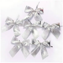 KCEHTA 12Pcs Silver Christmas Wreath Bows, Christmas Tree Bows, 2.17 inch Small Decorative Christmas Bows for Wreath Garland Christmas Tree Decor
