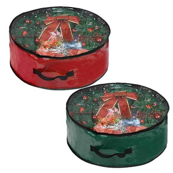 KCEHTA 2 Pcs Christmas Wreath Storage Container 36 Inch Clear Wreath Storage Bag Waterproof Christmas Garland Storage Bag for Storing Seasonal Garland Wreath Holiday Decorations