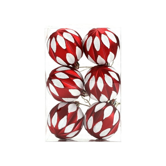 KCEHTA 6 Pcs Christmas Ball Ornaments 2.36 inch Glitter Red and Green Shatterproof Christmas Ornaments Plastic Christmas Balls Christmas Tree Decorations Indoor Outdoor
