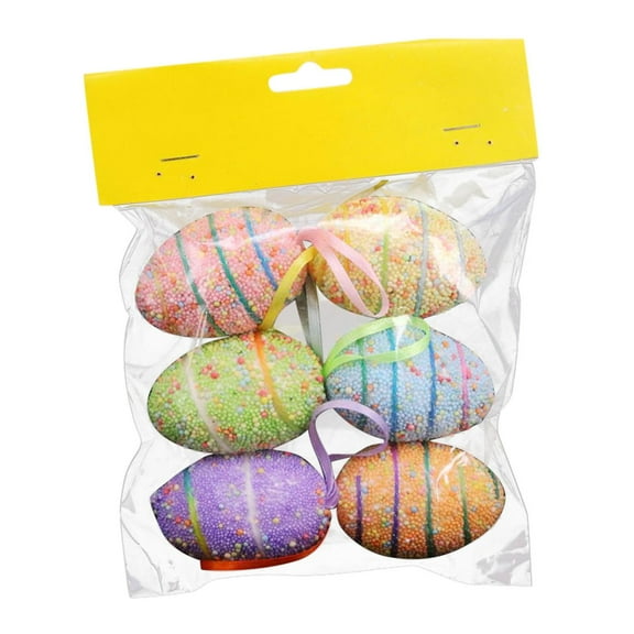 KCEHTA 6 Pcs Easter Egg Decorations, Colorful Easter Eggs, Small Easter Egg Ornaments, Hanging Easter Eggs for Tree, Decorative Easter Eggs for DIY Crafts Party Favors Home Decor