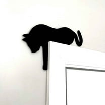 KCEHTA Black Cat Door Topper, Black Cat Door Frame Decor, Halloween Door Corner Decor Cat, Black Cat Halloween Porch Window Wall Door Corner Decor, Cute and Funny Cat Lover Gifts