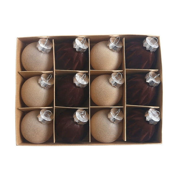 KCEHTA Christmas Ball Ornaments, 12pcs Velvet Christmas Balls for Christmas Tree Decorations, Flocked Christmas Ornaments, Flocked Christmas Tree Ball Ornaments for Xmas Home Party Decor