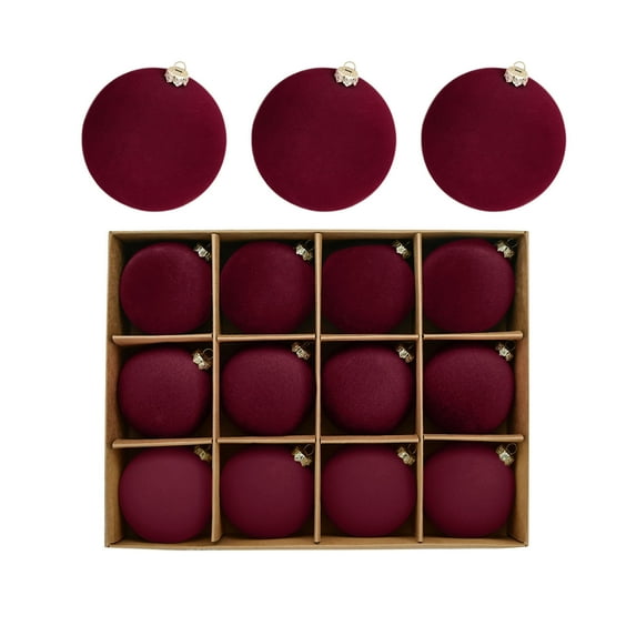 KCEHTA Christmas Ball Ornaments, 12pcs Velvet Christmas Ornaments Balls, Velvet Christmas Balls for Christmas Tree Decorations, Flocked Christmas Tree Ball Ornaments