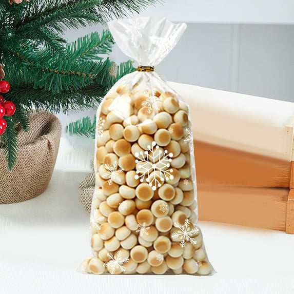 KCEHTA Christmas Candy Bags, 50pcs Christmas Treat Bags with Twist Ties, Christmas Goodie Bags, Christmas Gift Bags, Xmas Gift Bags, Christmas Bags for Candy, Christmas Party Favors Supplies