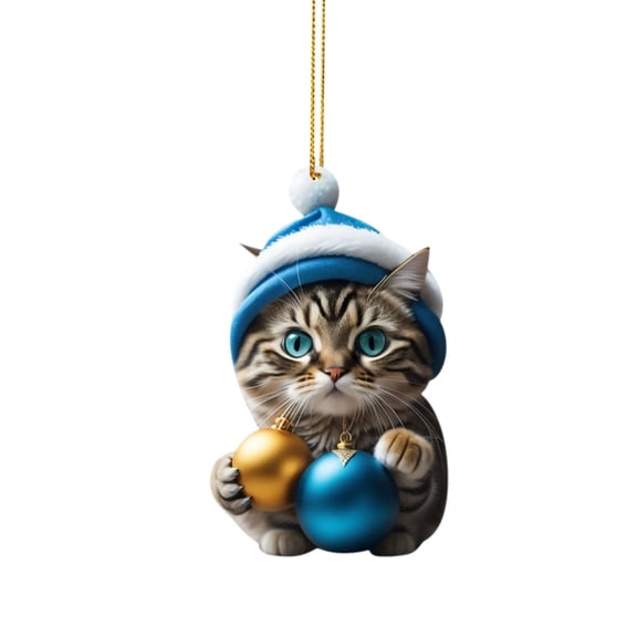 KCEHTA Christmas Cat Ornaments, Cute Cat Ornaments for Christmas Tree, Cat Christmas Tree Ornaments Cat Christmas Tree Topper Car Backpack Pendant Holiday Party Decor