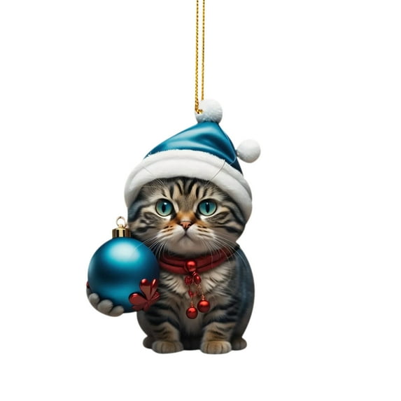 KCEHTA Christmas Cat Ornaments, Cute Cat Ornaments for Christmas Tree, Cat Christmas Tree Ornaments Cat Christmas Tree Topper Car Backpack Pendant Holiday Party Decor