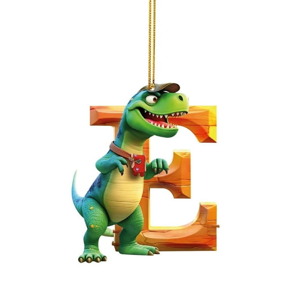 KCEHTA Christmas Dinosaur Ornaments, 26 Letter Cute Cartoon Dinosaur Christmas Tree Decorations, Dinosaur Ornaments for Christmas Tree, Dinosaur Acrylic Christmas Tree Holiday Ornament