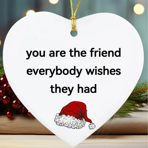 KCEHTA Christmas Funny Heart Shaped Ornament, Heart Shaped Christmas Ornaments, Heart Shaped Ornaments for Christmas Tree, Christmas Friendship Ornaments, Friendship Gifts