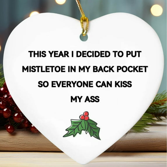 KCEHTA Christmas Funny Heart Shaped Ornament, Heart Shaped Christmas Ornaments, Heart Shaped Ornaments for Christmas Tree, Christmas Friendship Ornaments, Friendship Gifts