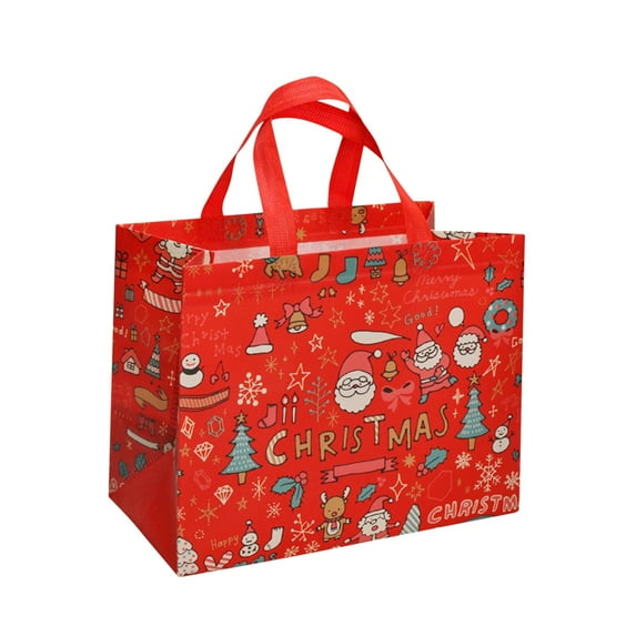 KCEHTA Christmas Gift Bags with Handles Large Christmas Tote Bags Reusable Christmas Treat Bags Non-Woven Christmas Bags for Gifts Xmas Party Favors