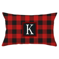 KCEHTA Christmas Pillow Covers 12x20 inch Red and Black Buffalo Check Plaid Throw Pillow Covers Initial Pillow Covers Letter K Farmhouse Decorative Pillowcases for Couch Sofa Bed Home Decor