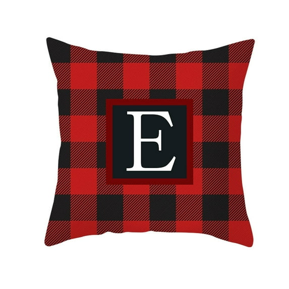 KCEHTA Christmas Pillow Covers 18x18 inch Red and Black Buffalo Check Plaid Throw Pillow Covers Initial Pillow Covers Letter E Farmhouse Decorative Pillowcases for Couch Sofa Bed Home Decor