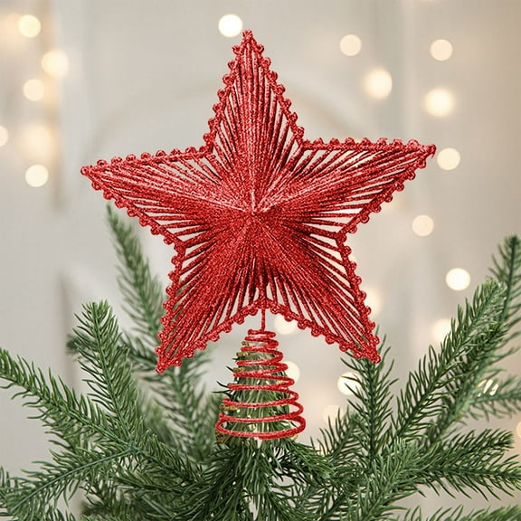 KCEHTA Christmas Star Tree Topper, Christmas Tree Topper Star Hollow Glitter Star Tree Topper Christmas Tree Decorations Xmas Tree Topper