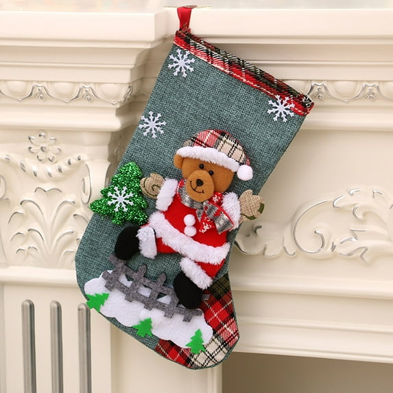 KCEHTA Christmas Stockings, Christmas Gift Bags, Personalized Christmas Stockings, Snowman Santa Hanging Stocking, Christmas Tree Hanging Decorations for Fireplace Wall Window Christmas Decor