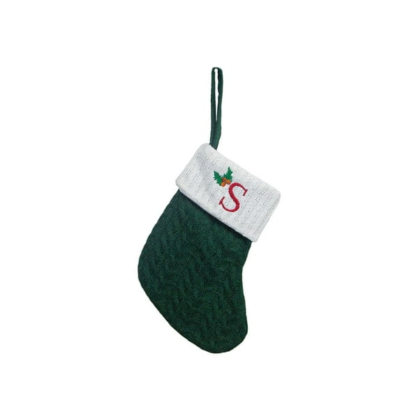 KCEHTA Christmas Stockings with Initials, Embroidered Knit Christmas Stocking Small Christmas Stockings Fireplace Hanging Knitted Christmas Stocking for Family Holiday Party Decor