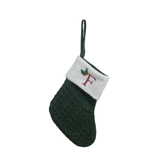 KCEHTA Christmas Stockings with Initials, Embroidered Knit Christmas Stocking Small Christmas Stockings Fireplace Hanging Knitted Christmas Stocking for Family Holiday Party Decor