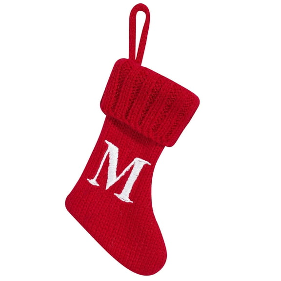 KCEHTA Christmas Stockings with Initials, Embroidered Letter Personalized Knit Christmas Stocking, Cute Small Hanging Knitted Christmas Stocking for Family Holiday Xmas Party Decor