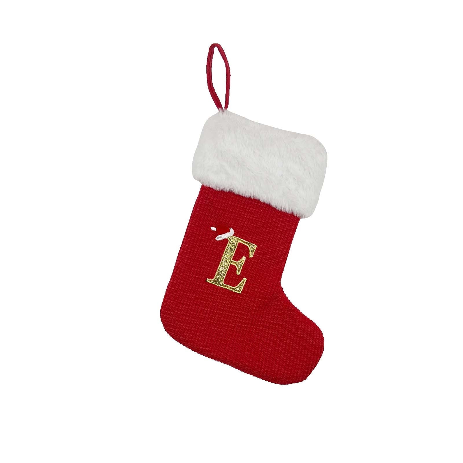 Red and White Cotton Plush Christmas Stocking with Monogram
