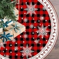thumbnail image 1 of KCEHTA Christmas Tree Skirt 36 Inch Red and Black Buffalo Plaid Tree Skirt Cute Snowflake Themed Xmas Tree Skirt Rustic Christmas Decorations for Home Office Winter Party Decor, 1 of 6