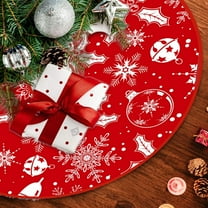 KCEHTA Christmas Tree Skirt Snowflake Christmas Bells Red Xmas Tree Skirt Rustic Christmas Decorations for Winter New Year Holiday Party Decor
