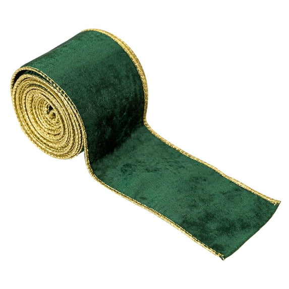 KCEHTA Christmas Velvet Ribbon 2.5 Inch 5 Yards Green Velvet Ribbon Vintage Velvet Christmas Ribbon for Gift Wrapping Christmas Tree Decoration Bows Making Crafts Wreaths Supplies