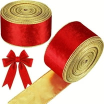 KCEHTA Christmas Velvet Ribbon 2.5 Inch 5 Yards Red Velvet Ribbon Vintage Velvet Christmas Ribbon for Gift Wrapping Christmas Tree Decoration Bows Making Crafts Wreaths Supplies