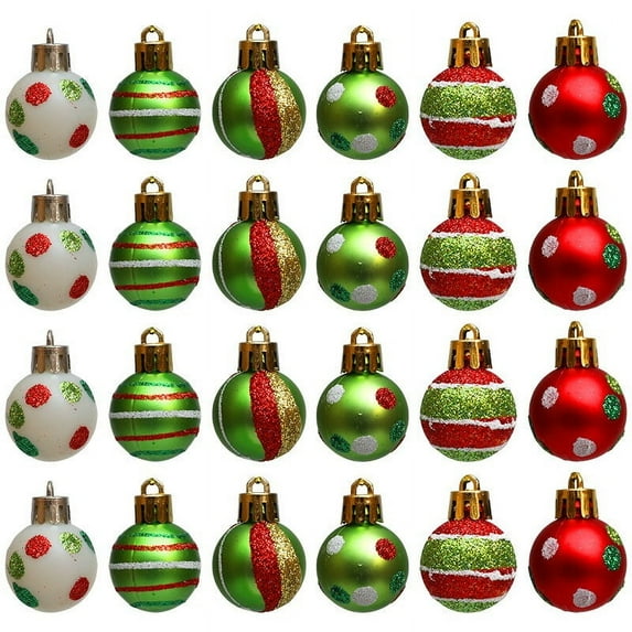 KCEHTA Colorful Christmas Ball Ornaments 24 Pcs 1.18" Shatterproof Christmas Tree Ball Ornaments Plastic Christmas Balls Christmas Tree Decorations Indoor Home Party Decor