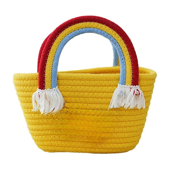 KCEHTA Easter Baskets for Kids Personalized Woven Rope Easter Egg Basket Empty with Handle