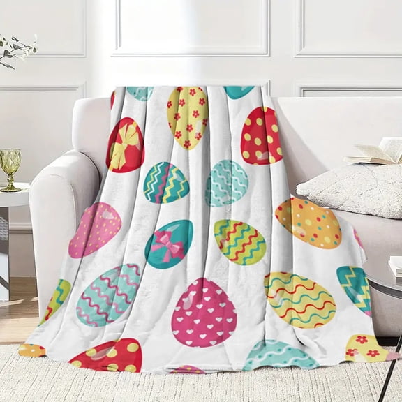 KCEHTA Easter Blanket, Happy Easter Throw Blanket, Easter Decorations, Soft Plush Easter Egg Blanket for Couch Bed Sofa Chair Spring Home Living Room Decor