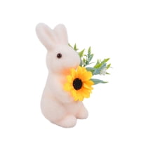 KCEHTA Easter Bunny Figurines Artificial Green Moss Flocked Bunny Small Rabbit Statue Home Decor