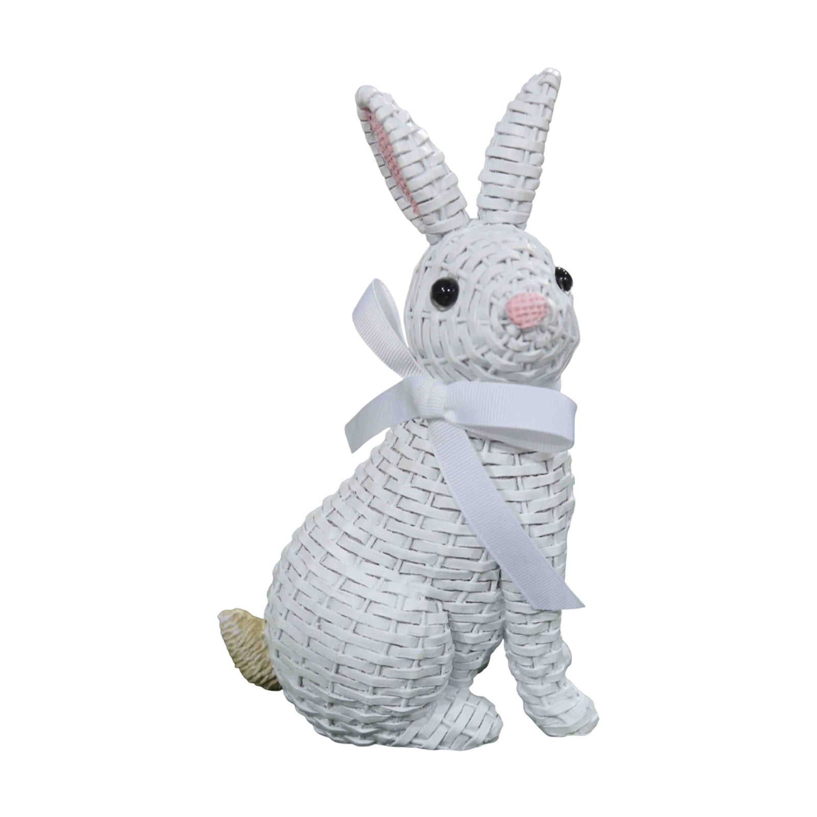 KCEHTA Easter Bunny Figurines Rattan Effect Resin Easter Rabbit Statues ...