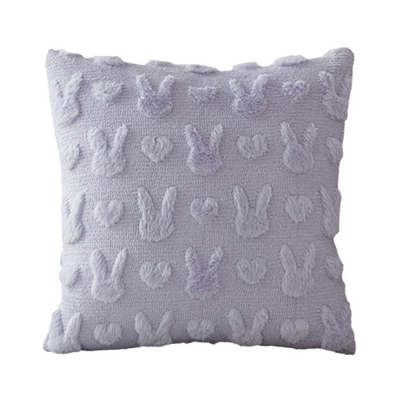 KCEHTA Easter Pillow Covers 18x18 Inch Embroidered Plush Bunny Pillowcase for Living Room Home Decor
