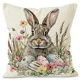 thumbnail image 1 of KCEHTA Easter Pillow Covers 18x18 Inch Farmhouse Rabbit Spring Floral Pillowcase for Couch Sofa Bed, 1 of 5
