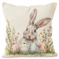 thumbnail image 1 of KCEHTA Easter Pillow Covers 18x18 Inch Farmhouse Rabbit Spring Floral Pillowcase for Couch Sofa Bed, 1 of 5