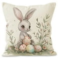thumbnail image 1 of KCEHTA Easter Pillow Covers 18x18 Inch Farmhouse Rabbit Spring Floral Pillowcase for Couch Sofa Bed, 1 of 5