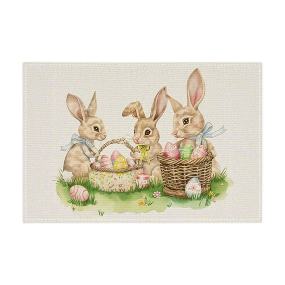 KCEHTA Easter Placemats Bunny Rabbit Floral Spring Table Mats for Party Kitchen Dining Decorations