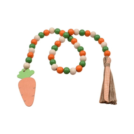KCEHTA Easter Wooden Beaded Garland with Tassel Rustic Farmhouse Bead Wall Hanging Home Spring Decor