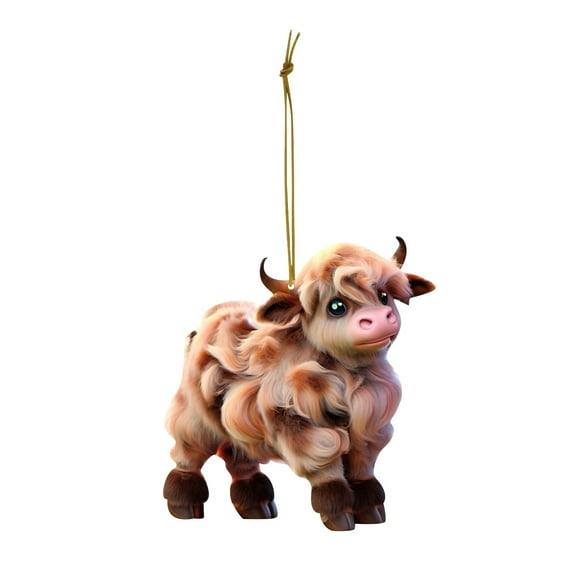 KCEHTA Highland Cow Ornaments for Christmas Tree, Cow Christmas Ornaments, 2D Acrylic Cartoon Highland Cow Hanging Decorations, Cute Highland Cow Pendant for Xmas Tree Home Party Decor