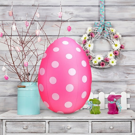 KCEHTA Inflatable Easter Eggs Decorations, 24 Inch Colorful Easter Eggs Inflatables Outdoor Decorations, Easter Egg Hanging Ornaments, Giant Easter Egg Decoration, Easter Yard Decorations